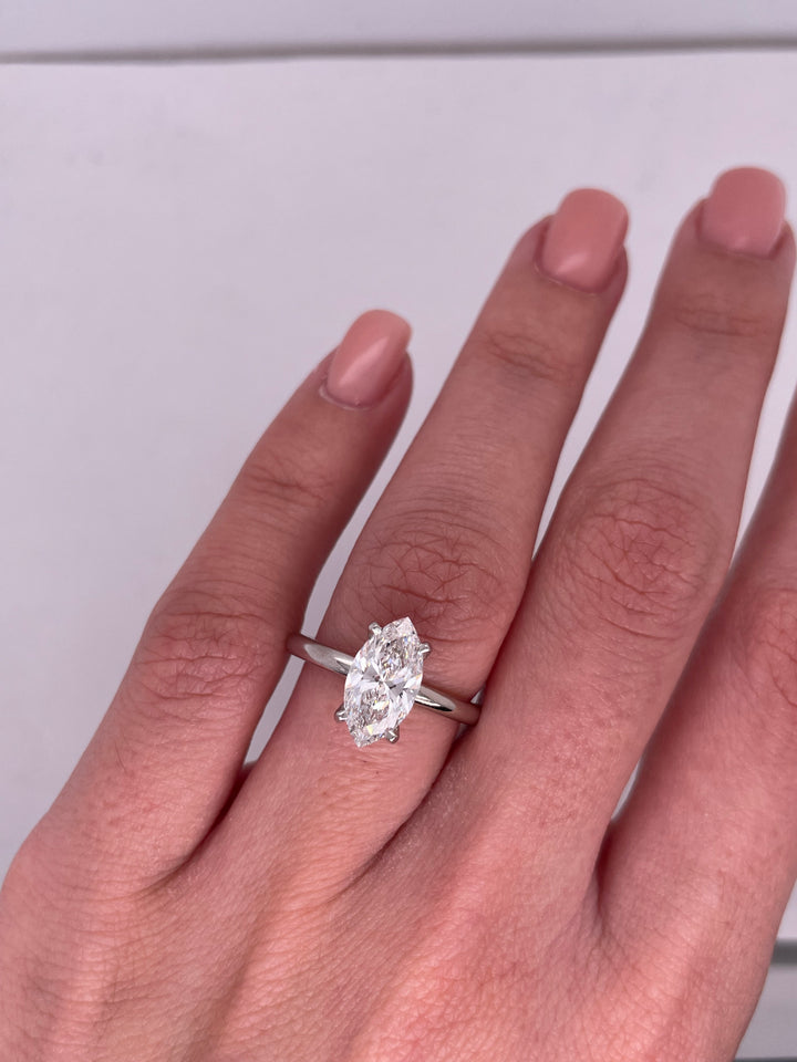 טבעת סוליטר יהלום מרקיזה 2 קראט מעבדה cvd
