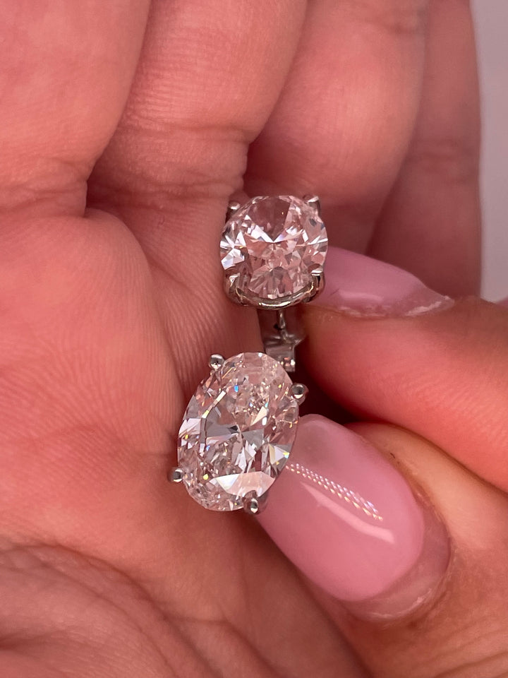 עגילי יהלומים צמודים אובלים 6 קראט