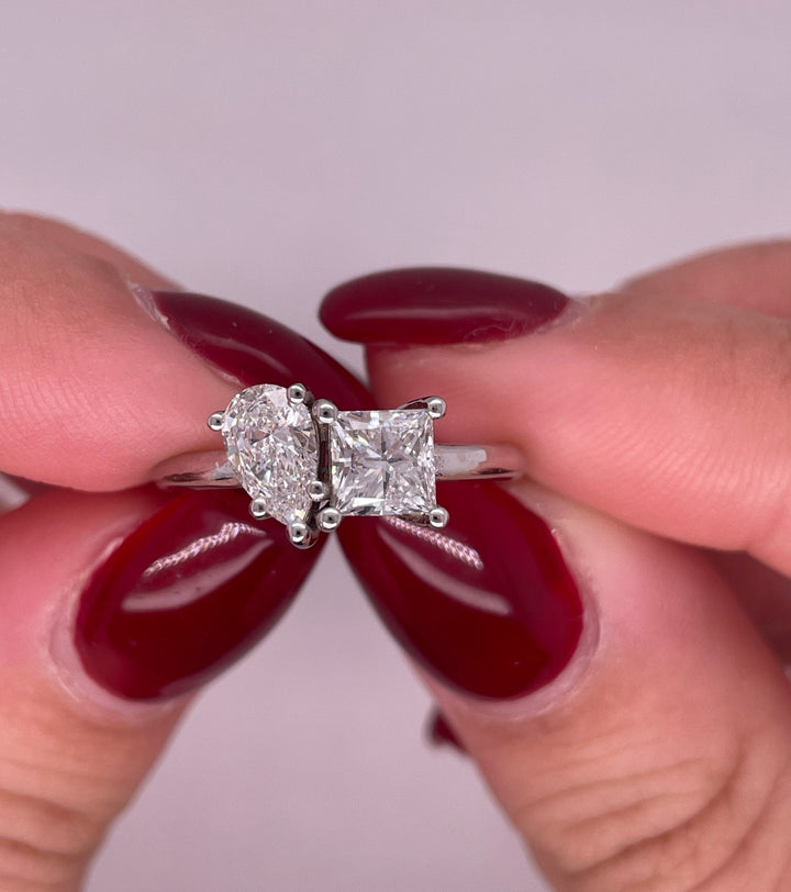 טבעת 2 יהלומים 1.30 קראט מעבדה cvd