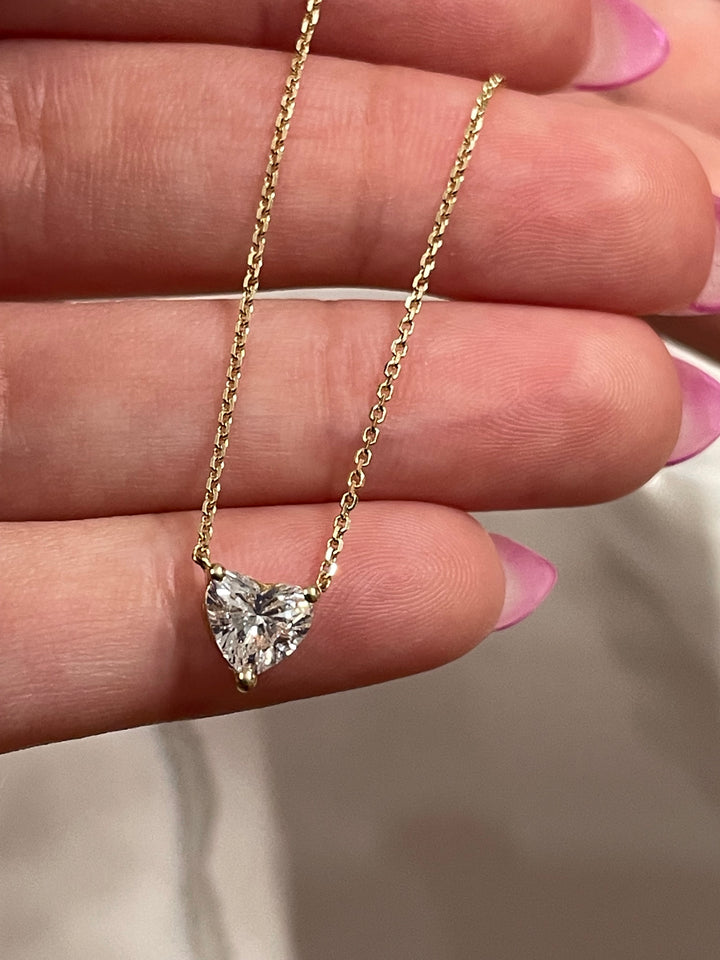 שרשרת זהב יהלום לב  0.75 קראט מעבדה