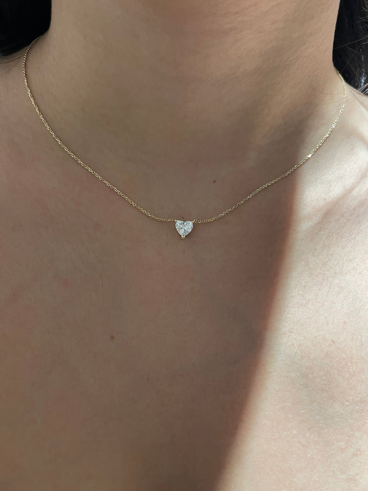 שרשרת זהב יהלום לב  0.75 קראט מעבדה