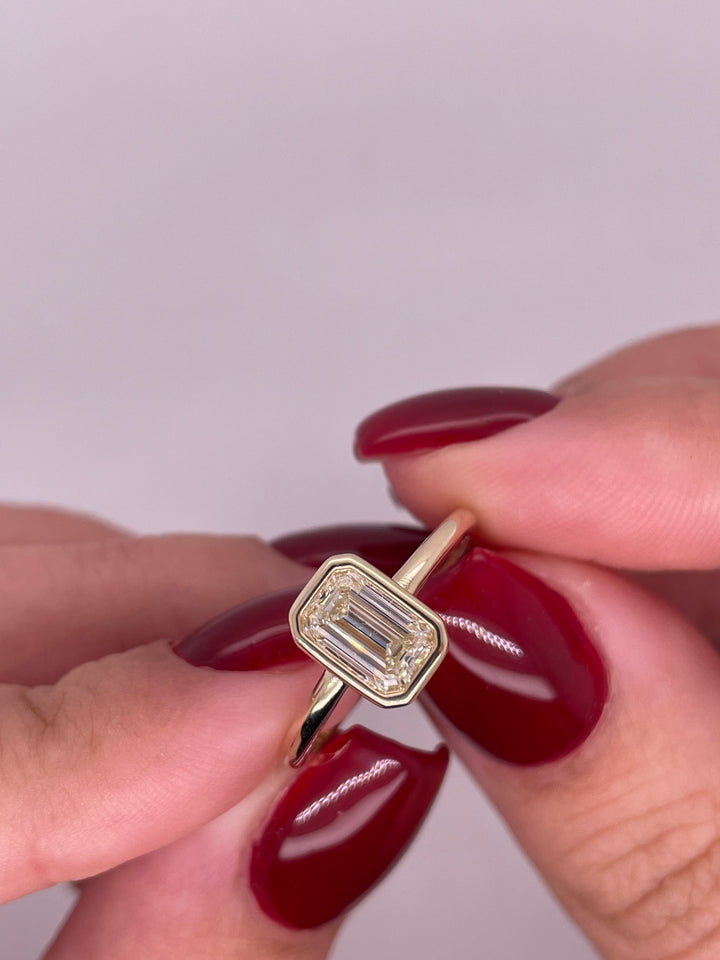 טבעת אירוסין סוליטר שיבוץ באזל יהלום 1 קראט מעבדה cvd