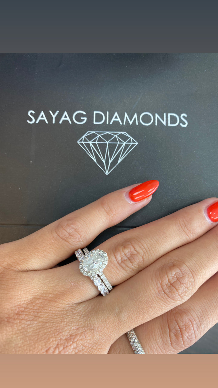 טבעת אירוסין היילו 2 קראט מעבדה cvd