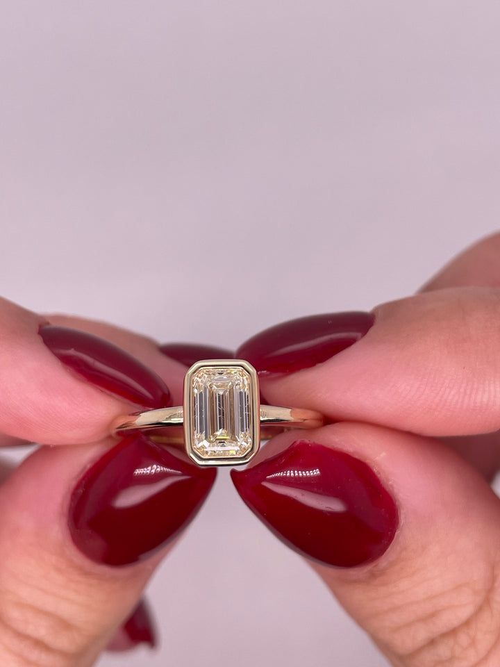 טבעת אירוסין סוליטר שיבוץ באזל יהלום 1 קראט מעבדה cvd