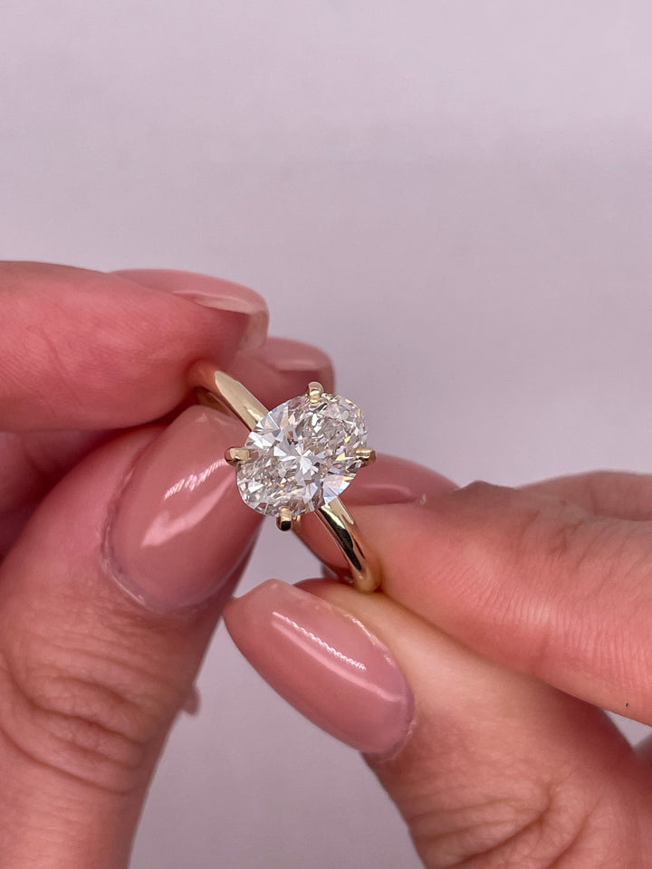 טבעת אירוסין סוליטר 0.75 קראט אובל מעבדה