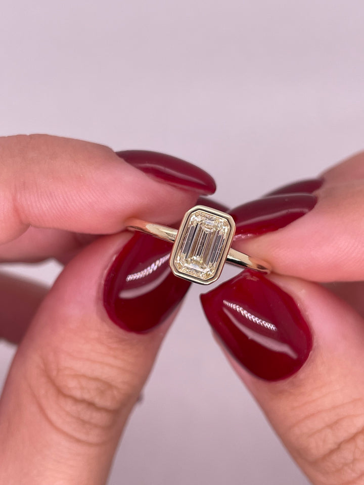 טבעת אירוסין סוליטר שיבוץ באזל יהלום 1 קראט מעבדה cvd