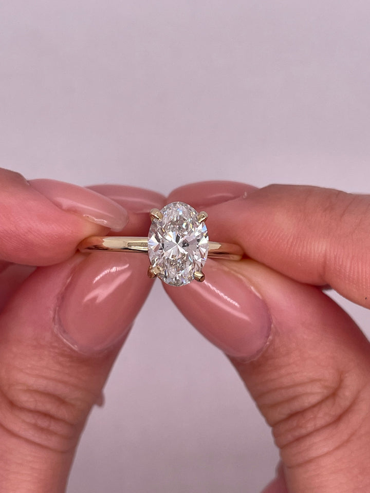 טבעת אירוסין סוליטר 0.75 קראט אובל מעבדה