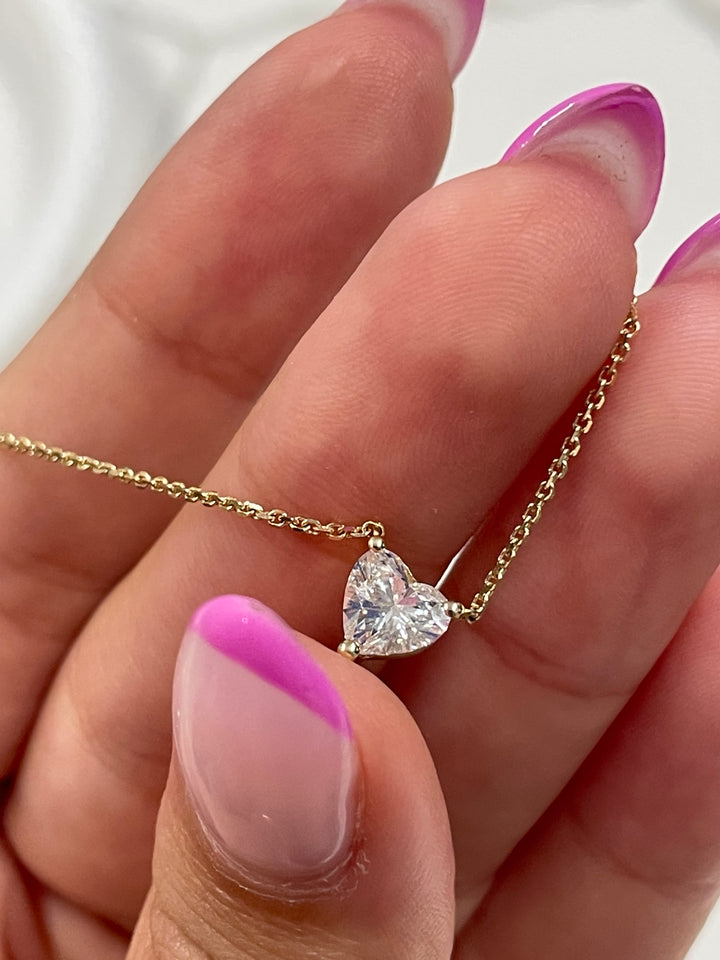 שרשרת זהב יהלום לב  0.75 קראט מעבדה