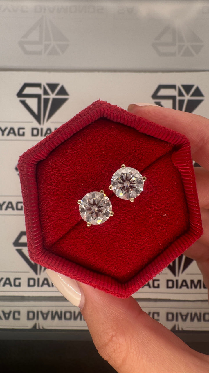 עגילי יהלומים צמודים 3.50 קראט מעבדה
