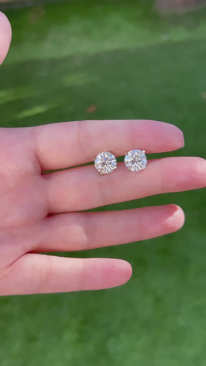 עגילי יהלומים צמודים 4 קראט טבעי
