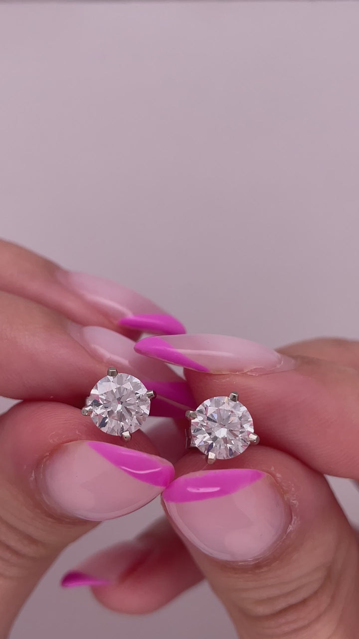עגילי יהלומים צמודים 2 קראט יהלומים מעבדה cvd