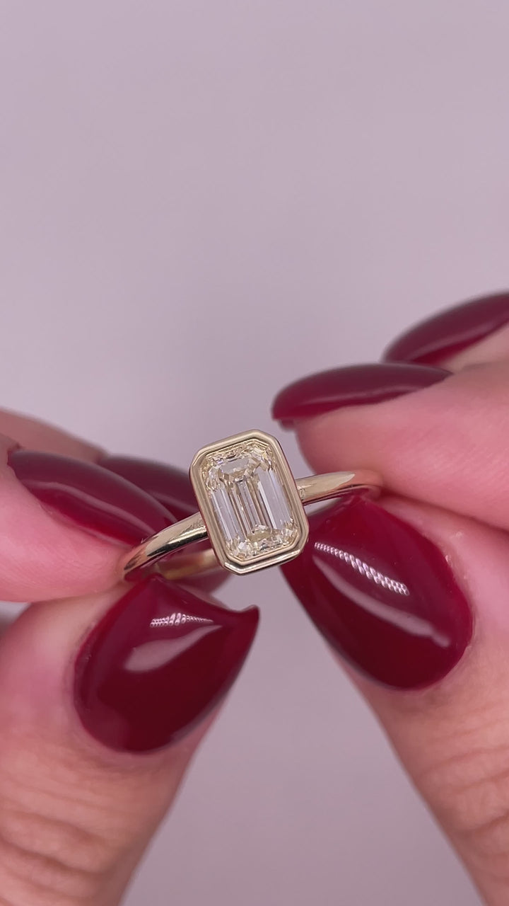 טבעת אירוסין סוליטר שיבוץ באזל יהלום 1 קראט מעבדה cvd