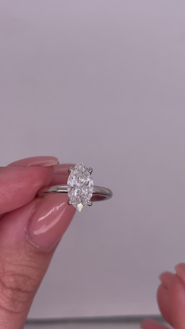 טבעת סוליטר יהלום מרקיזה 2 קראט מעבדה cvd