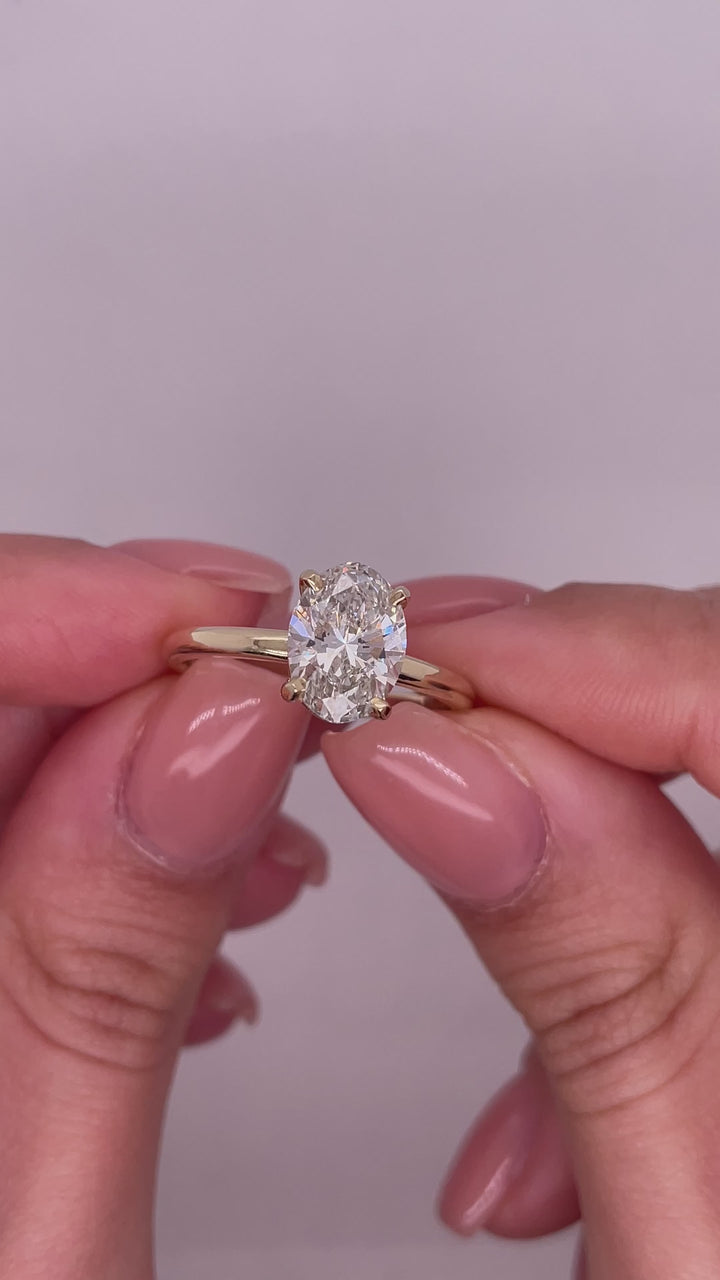 טבעת אירוסין סוליטר 0.75 קראט אובל מעבדה