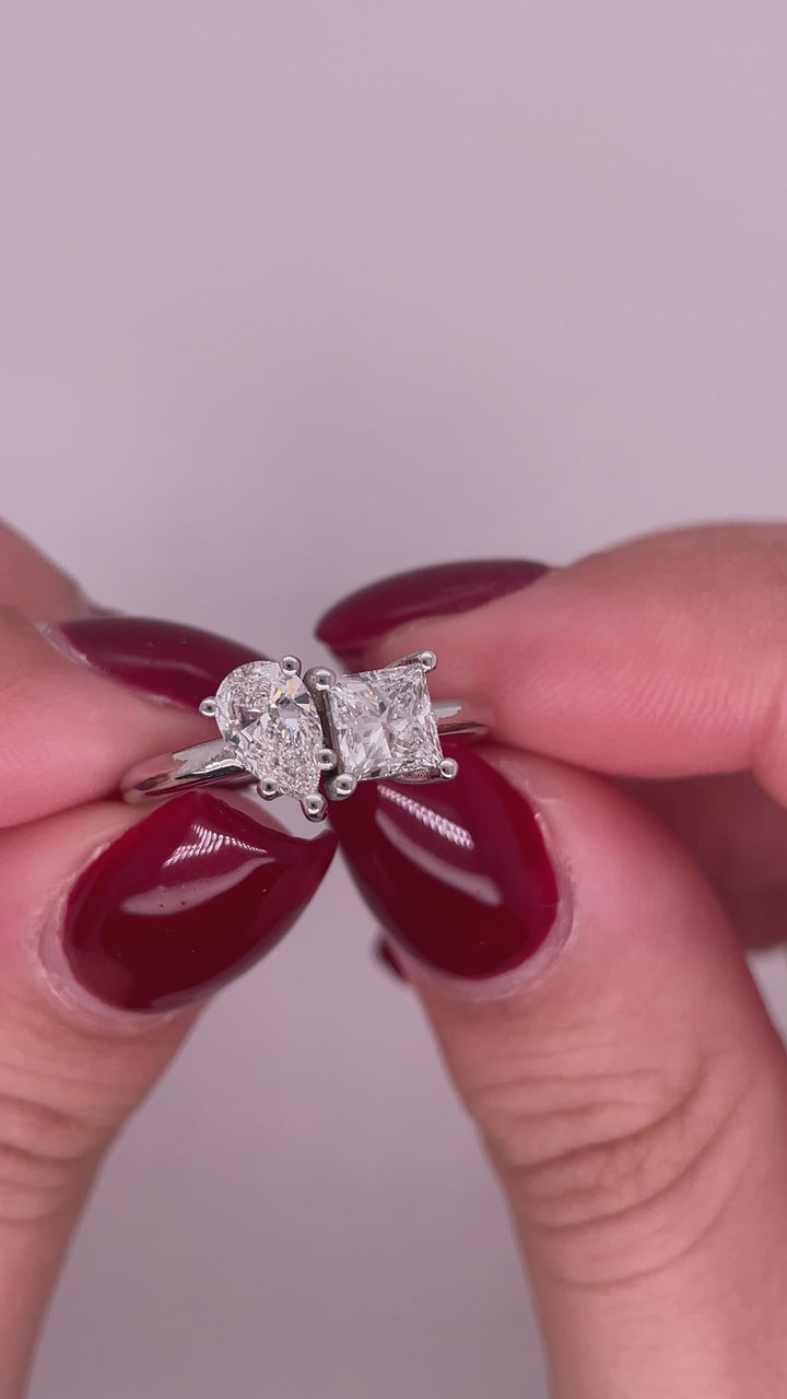 טבעת 2 יהלומים 1.30 קראט מעבדה cvd