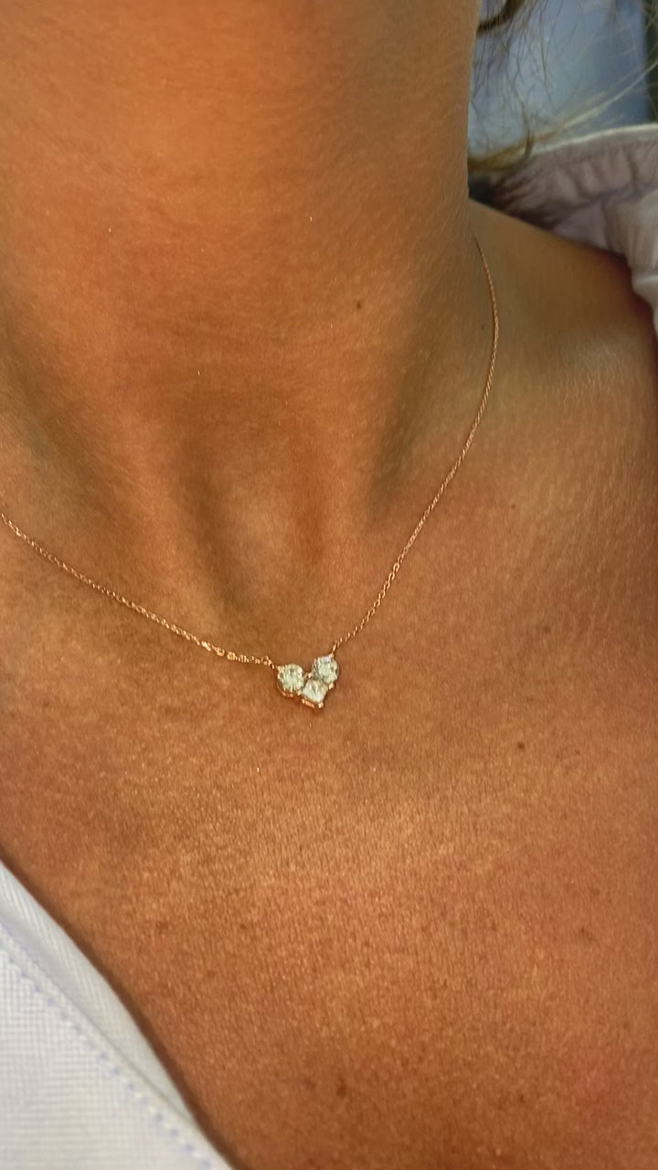 שרשרת 3 יהלומים אשליית לב 0.60 קראט מעבדה