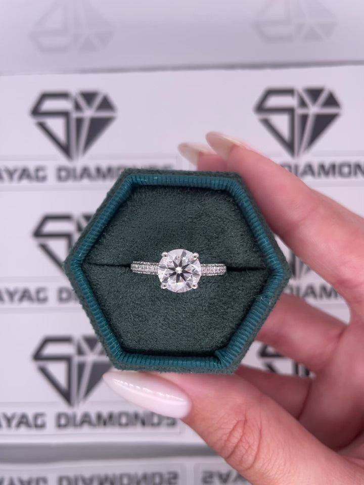 טבעת אירוסין משובצת כל הטבעת 2 קראט יהלומים טבעי