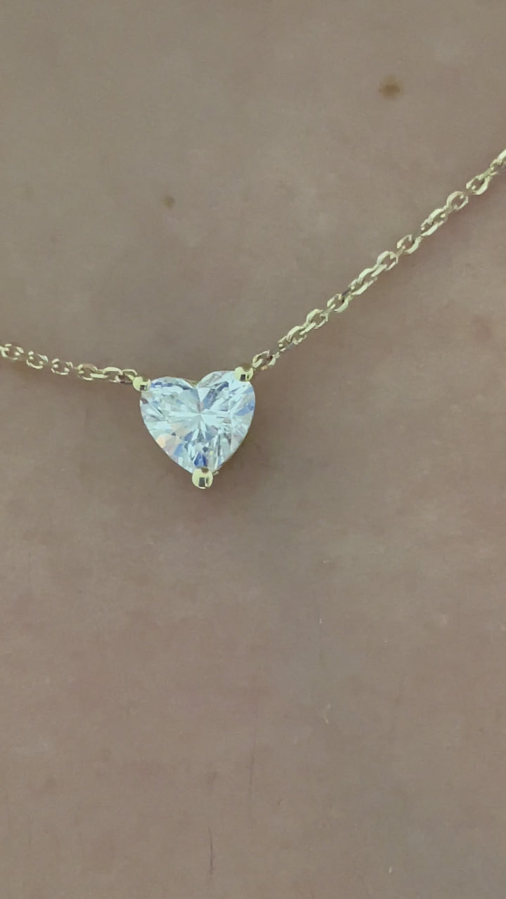 שרשרת זהב יהלום לב  0.75 קראט מעבדה