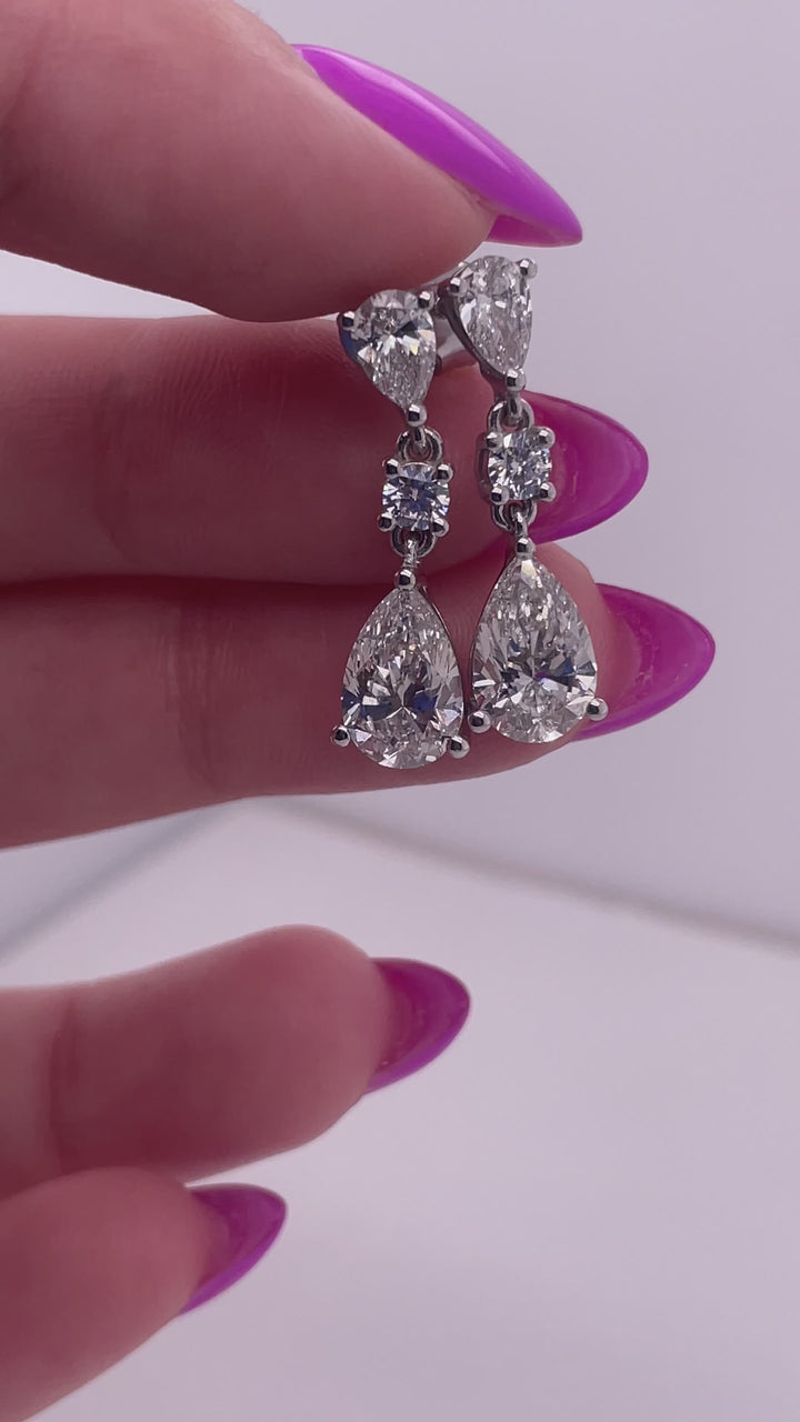 עגילי יהלומים נופלים 4.50 קראט מעבדה