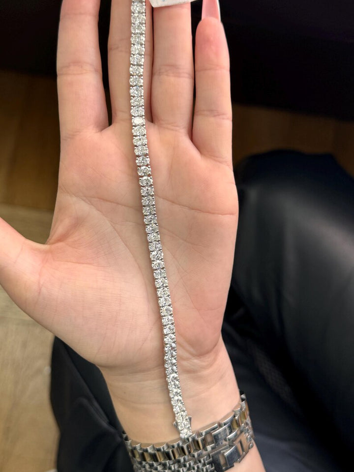 צמיד טניס משובץ יהלומי מעבדה בחיתוך אובלי