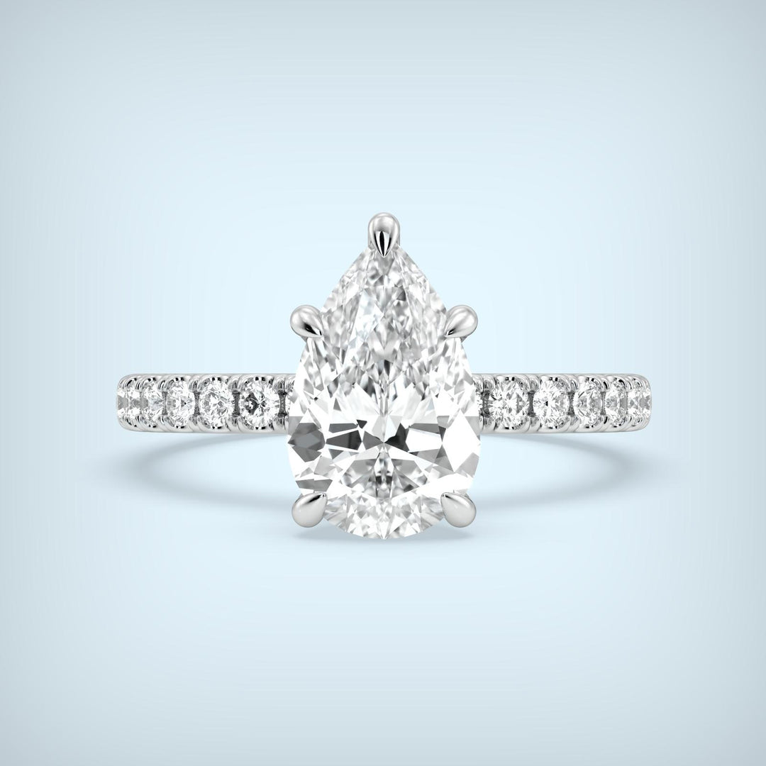 1.80 carats of diamonds, center diamond 1.50 carat pear shape